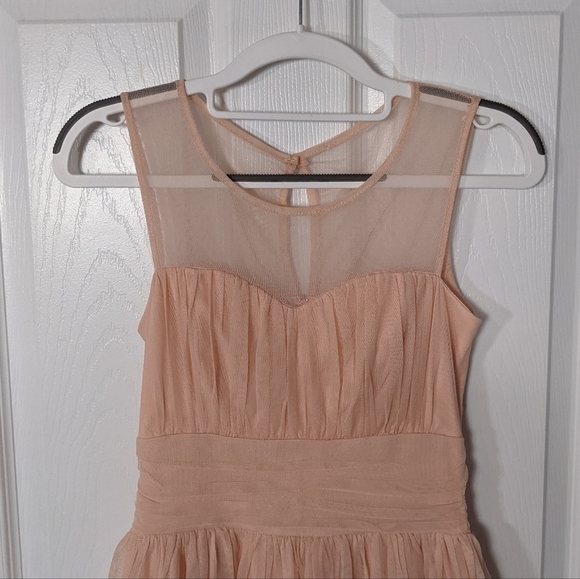 Blush Pink Girly Sheer Sweetheart Neckline Nylon Mini Dress Size Small - Picture 4 of 5